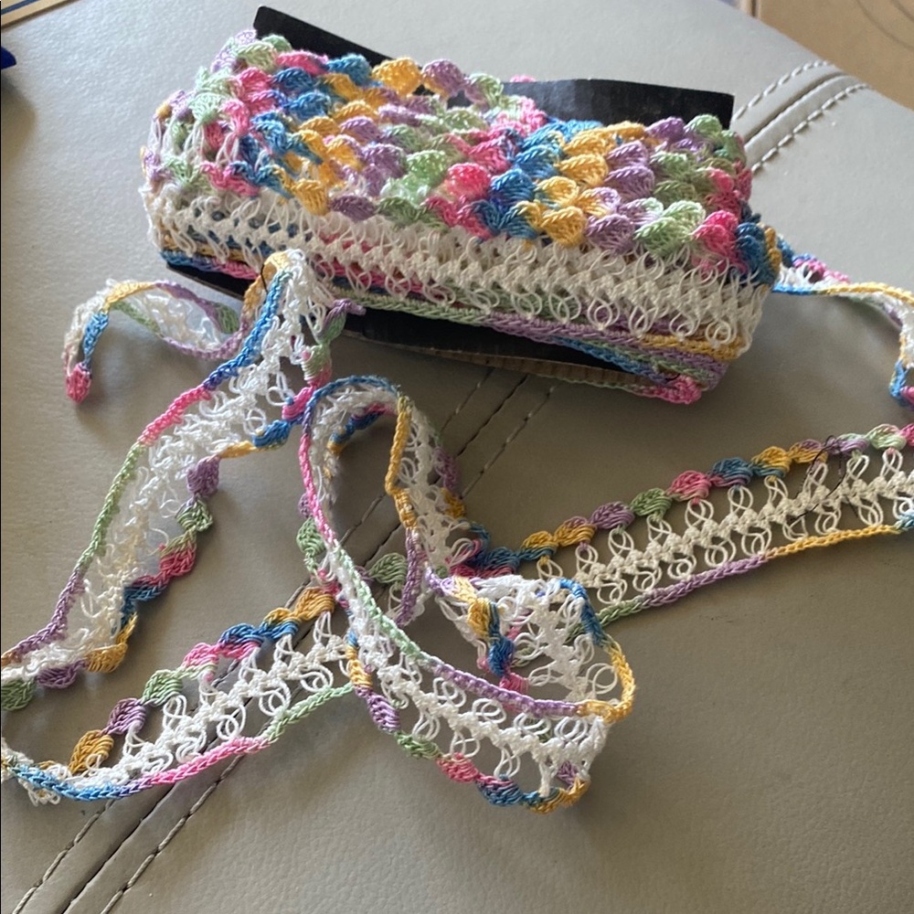 Colorful Crochet Lace Trim 2 yards ribbon sewing